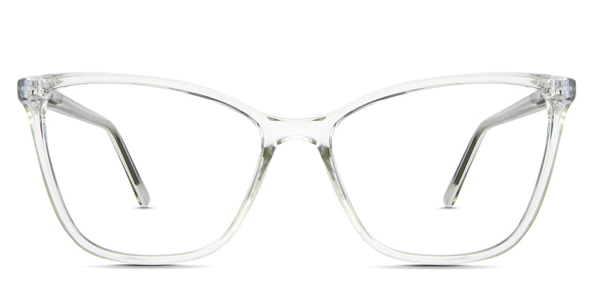Petra eyeglasses in the mantis variant - it's a gray frame in a cat-eye shape.
