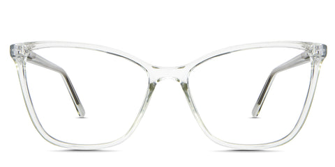 Petra eyeglasses in the mantis variant - it's a gray frame in a cat-eye shape.