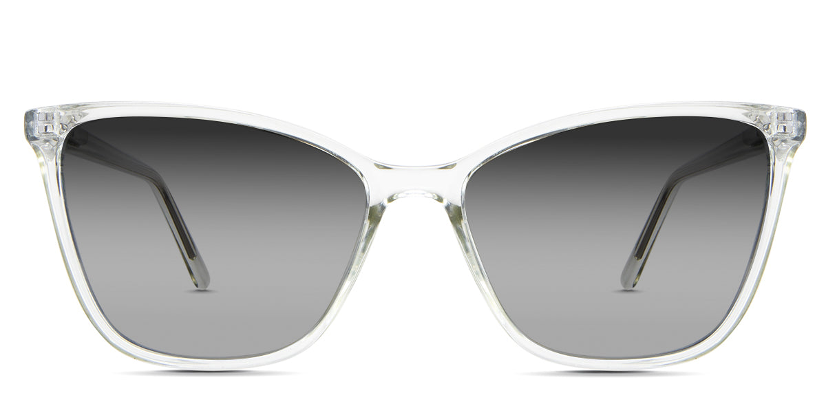 Petra black tinted Gradient sunglasses in the Mantis variant - it's a medium-size cat-eye shape frame with built-in nose pads.