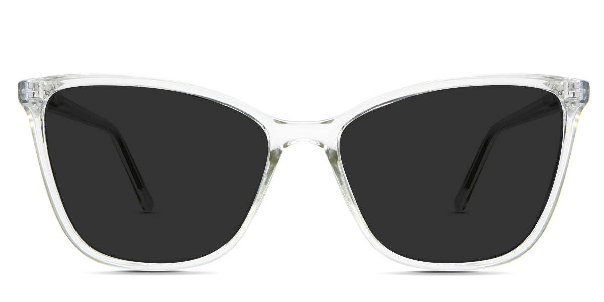 Petra black tinted Standard Solid sunglasses in the Yale variant - is an acetate frame with a narrow nose bridge and slim temple arms.