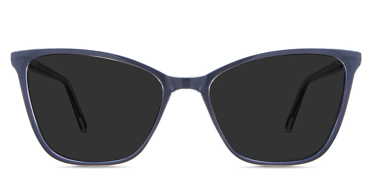 Petra black tinted Standard Solid sunglasses in the Yale variant - is an acetate frame with a narrow nose bridge and slim temple arms.