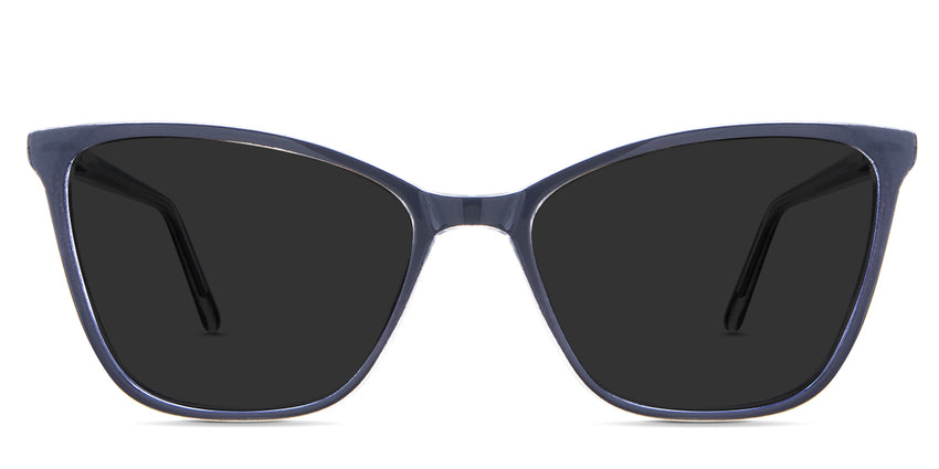 Petra black tinted Standard Solid sunglasses in the Yale variant - is an acetate frame with a narrow nose bridge and slim temple arms.