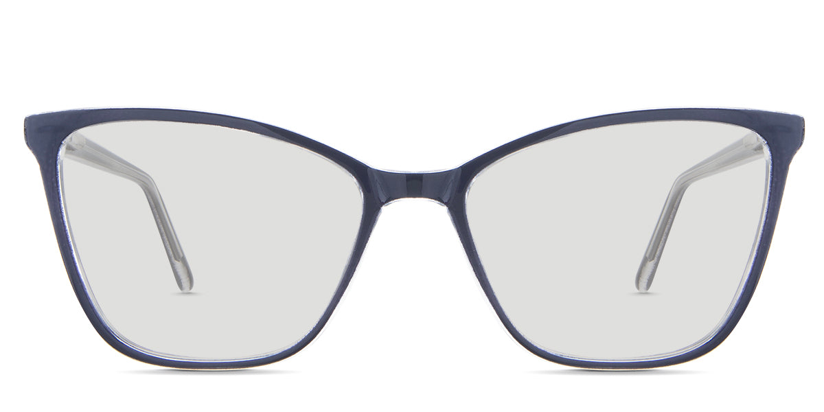 Petra black tinted Standard Solid glasses in the Yale variant - is an acetate frame with a narrow nose bridge and slim temple arms.