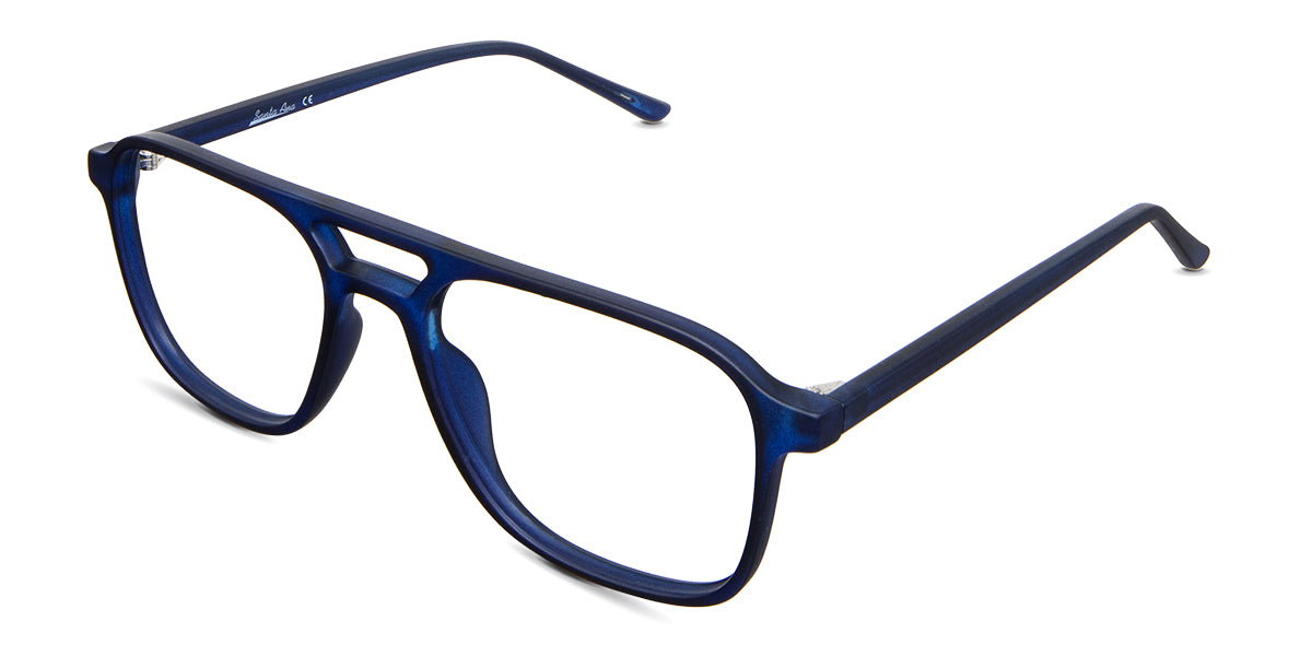 Ralph eyeglasses in the gentian variant - have a straight brow bar.
