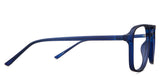 Ralph eyeglasses in the gentian variant - have a frame name, color, and size imprints in white inside the arm.