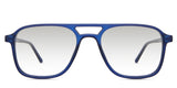 Ralph black Gradient in the gentian variant - is a thin, full-rimmed frame with a square viewing lens and frame name, color, and size imprints inside the arm.