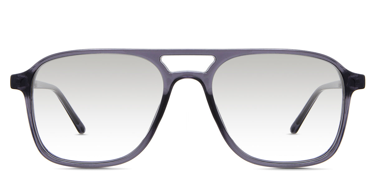 Ralph black Standard Solid in the gentian variant is a thin, full-rimmed frame with a square viewing lens and frame name, color, and size imprints inside the arm.