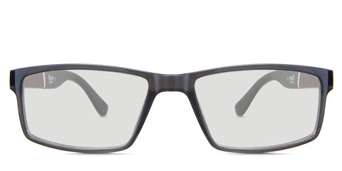 Raul black tinted Standard Solid in the Arsenic variant - is an acetate frame with a built-in nose bridge and pattern design on the outer arm.