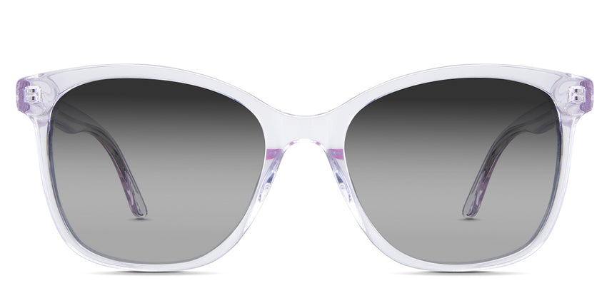 Remi Black Sunglasses Gradient in the Violet variant - it's a transparent frame with built-in nose pads and a short 140 mm temple arm.
