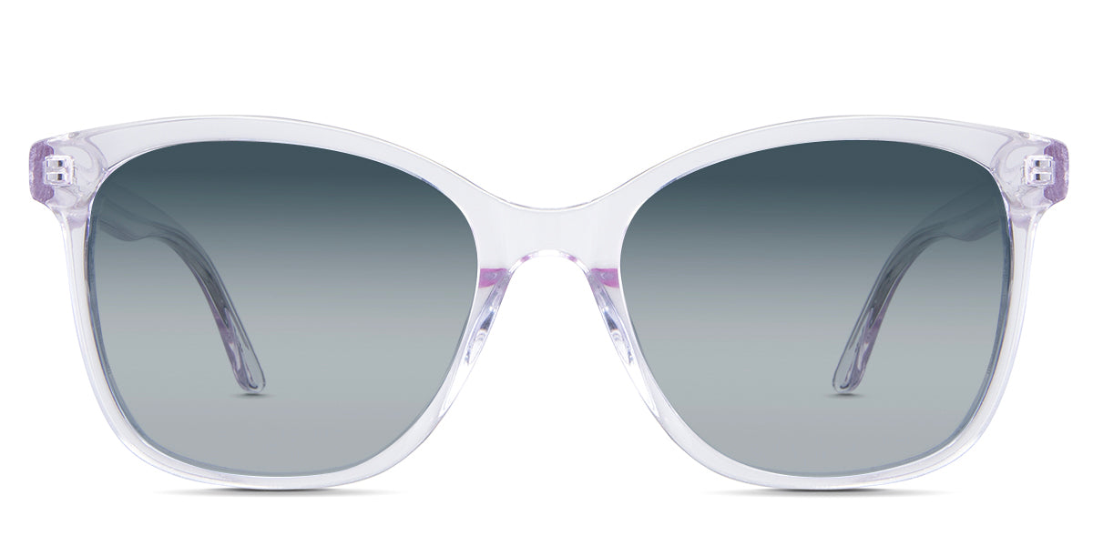Remi Blue Sunglasses Gradient in the Violet variant - it's a transparent frame with built-in nose pads and a short 140 mm temple arm.