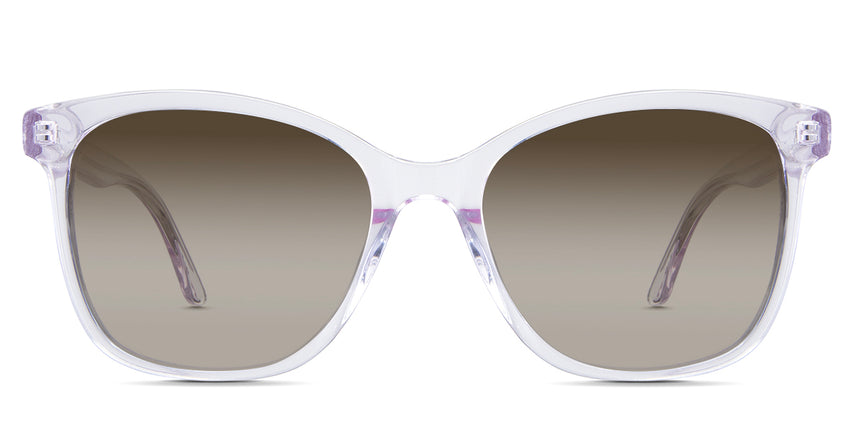 Remi Brown Sunglasses Gradient in the Violet variant - it's a transparent frame with built-in nose pads and a short 140 mm temple arm.