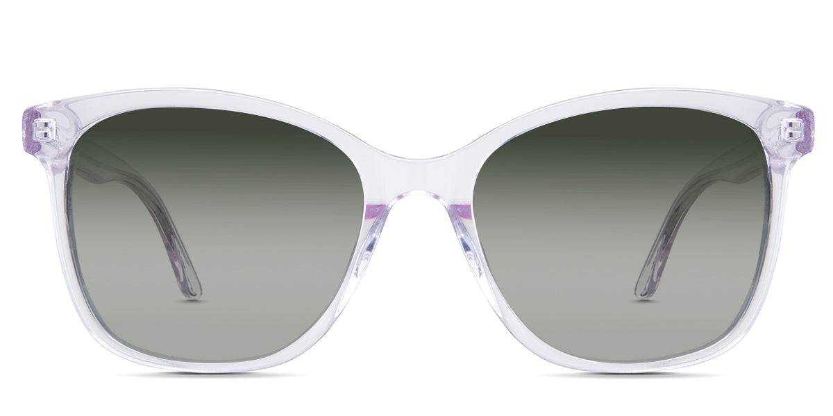 Remi Green Sunglasses Gradient in the Violet variant - it's a transparent frame with built-in nose pads and a short 140 mm temple arm.