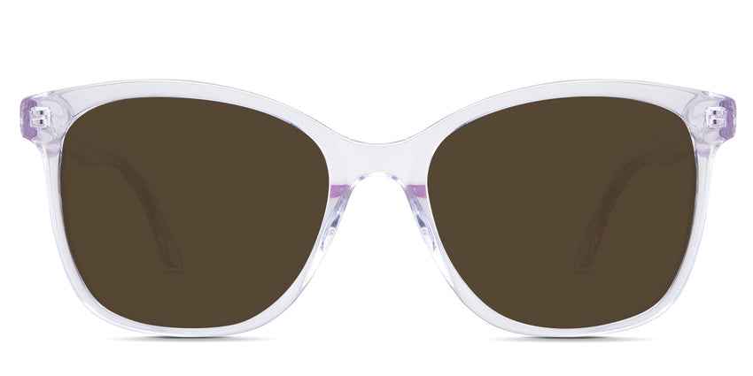 Remi Brown Sunglasses Solid in the Violet variant - it's a transparent frame with built-in nose pads and a short 140 mm temple arm.