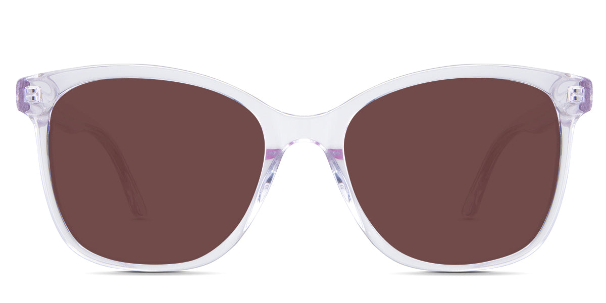 Remi Rose Sunglasses Solid in the Violet variant - it's a transparent frame with built-in nose pads and a short 140 mm temple arm.