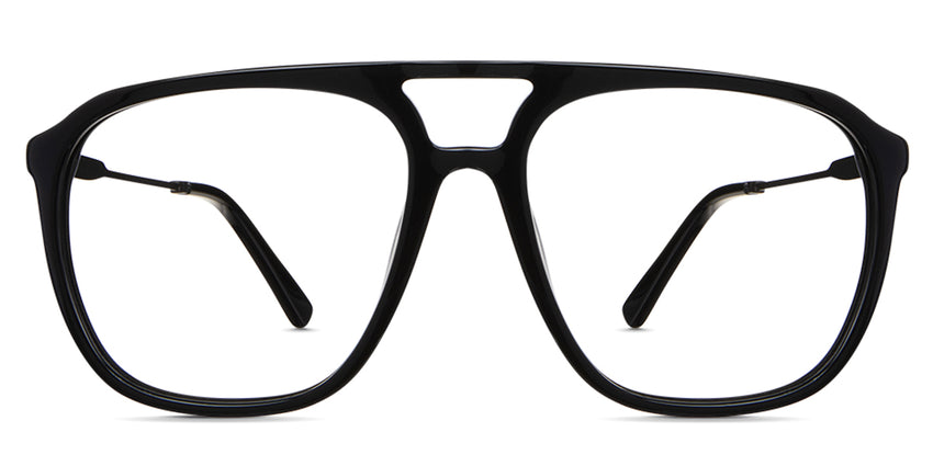 Rhett eyeglasses in midnight variant - it's a black acetate frame with a U-shaped bridge. 