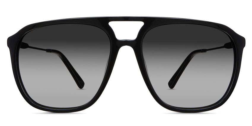 Rhett Black Sunglasses Gradient in Midnight variant - is an aviator shaped with slim metal arm and acetate tips.