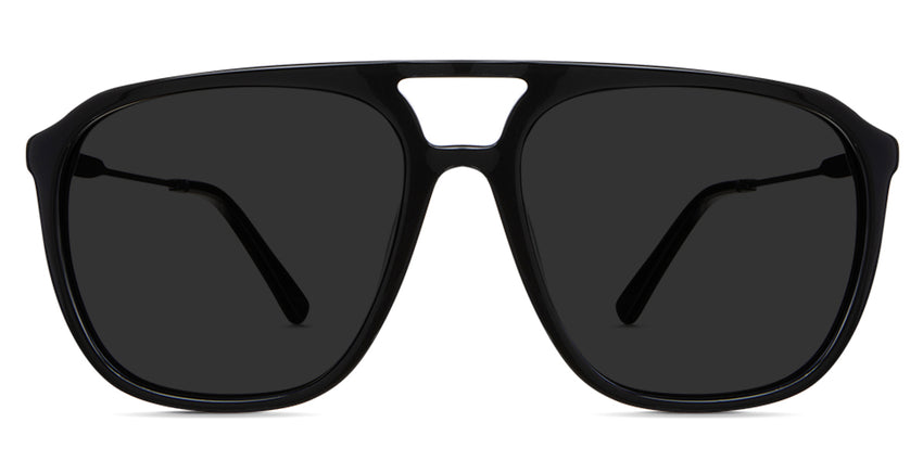 Rhett Black Sunglasses Solid in Midnight variant - is an aviator shaped with slim metal arm and acetate tips.