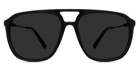 Rhett Black Sunglasses Solid in Midnight variant - is an aviator shaped with slim metal arm and acetate tips.