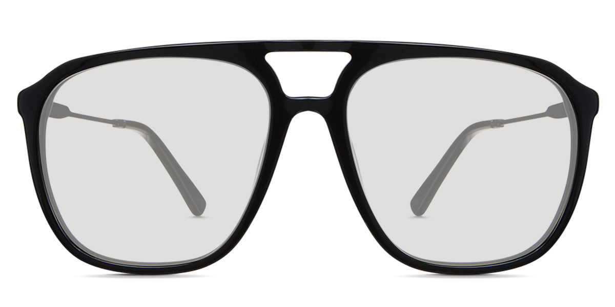 Rhett Black Tinted Solid in midnight variant - is an aviator shaped with slim metal arm and acetate tips.