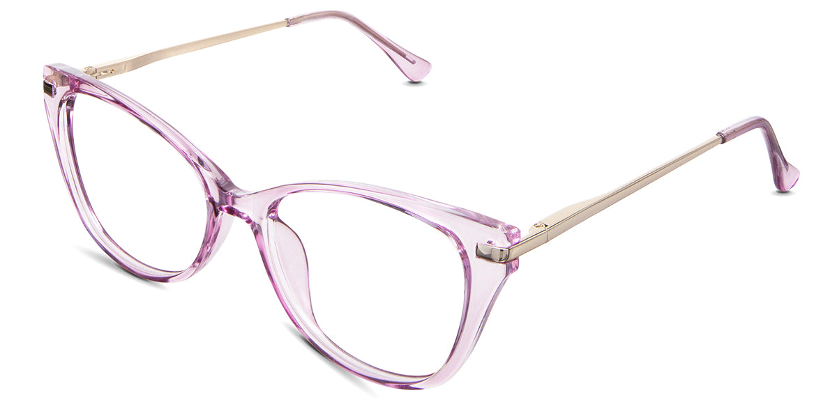 Rishi eyeglasses in the camellia variant - it's a transparent frame with an oval-shaped viewing lens.