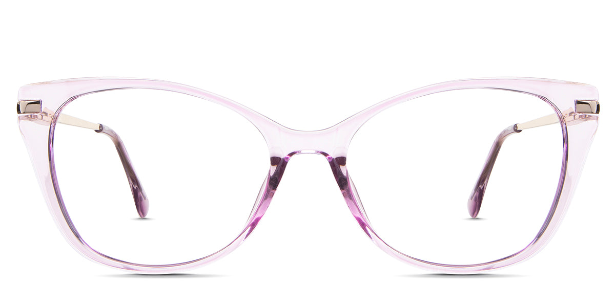 Rishi eyeglasses in the camellia variant - an acetate frame in pink and gold colors.