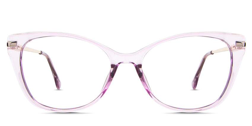 Rishi eyeglasses in the camellia variant - an acetate frame in pink and gold colors.