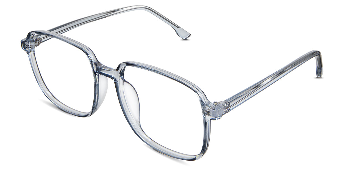 Roryfly eyeglasses in the palesmoke variant - have built-in nose pads.