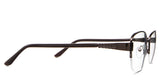 Sadie eyeglasses in the truffle variant - has a decorative metal connecting the rim and arm.