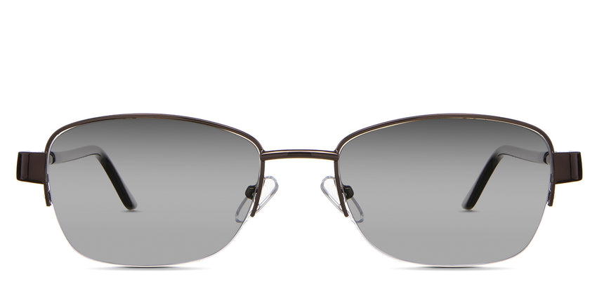 Sadie black Gradient in the Truffle variant - is a half-rimmed metal frame with silicone nose pads and combines acetate and metal temples.