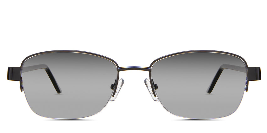 Sadie black Gradient is in the Tursiops variant - are a mix of rectangular and oval viewing lenses with a straight-cut nose bridge and slim temple arms.