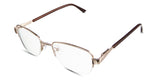 Sadie Eyeglasses in the camelus variant - have a regular wide nose bridge with an adjustable nose pad.