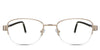 Sadie Eyeglasses in camelus variant - it's a wide rectangular shape frame.