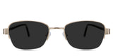 Sadie Black Sunglasses Standard Solid in the camelus variant - is a half-rimmed frame with a regular wide nose bridge, an adjustable nose pad, and an acetate arm.