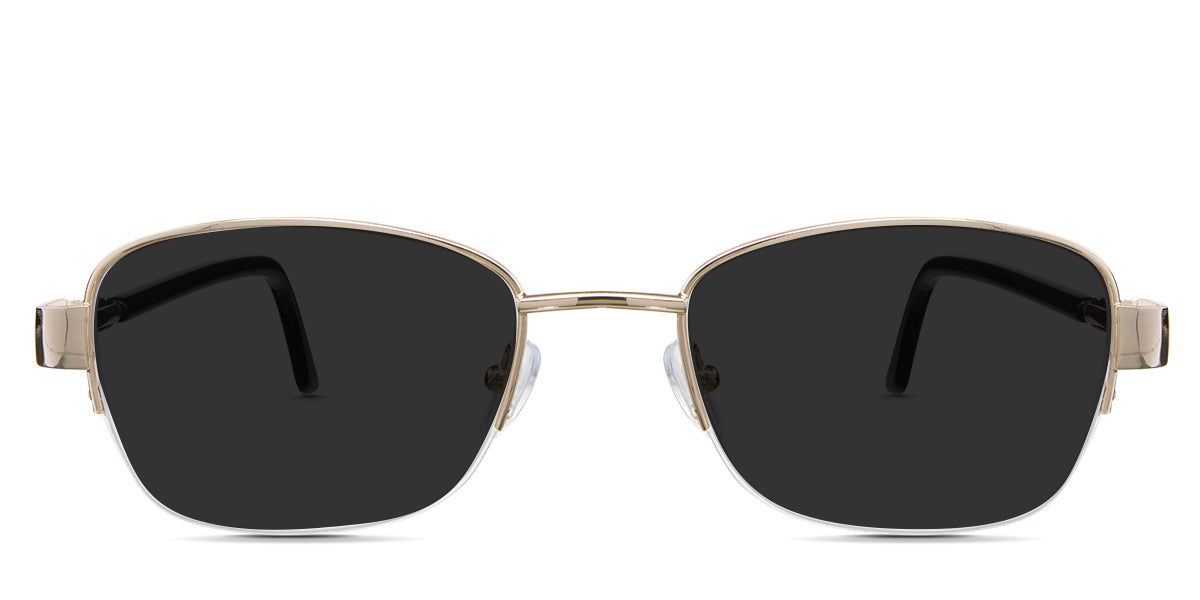Sadie Gray Polarized in the camelus variant - is a wide rectangular frame with a combination of metal and acetate frame.