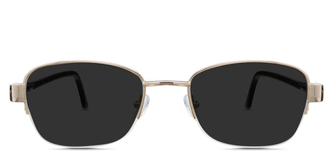 Sadie Black Sunglasses Standard Solid in the camelus variant - is a half-rimmed frame with a regular wide nose bridge, an adjustable nose pad, and an acetate arm.