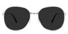Sara black tinted Standard Solid sunglasses in the Buff variant - is a metal frame with silicon adjustable nose pads and has a combination of metal and acetate temples.