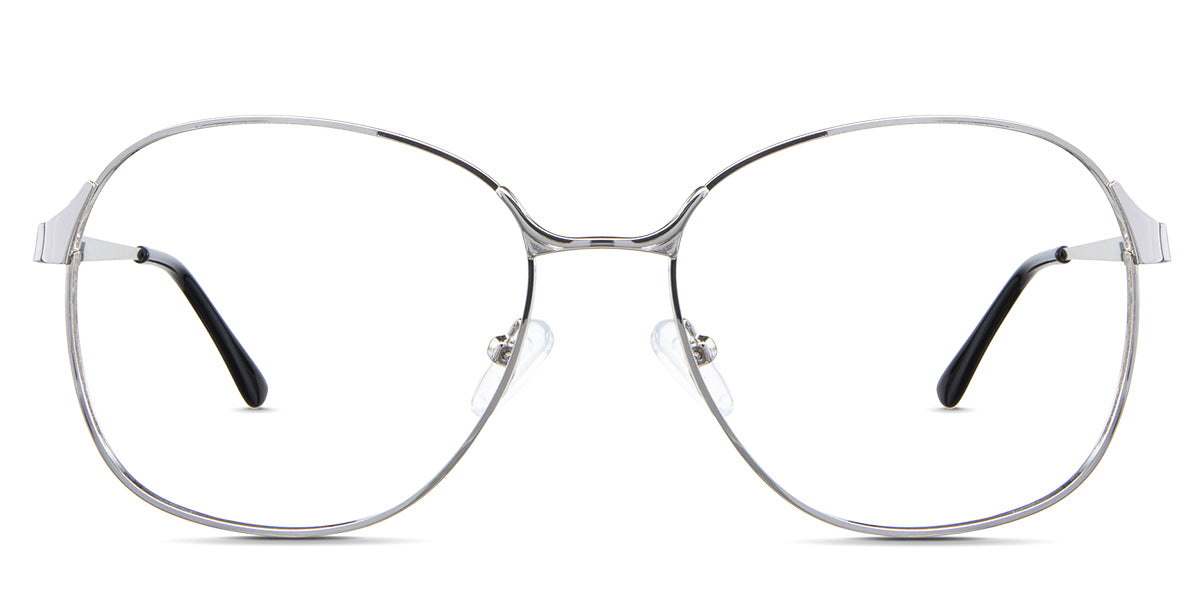 Sara eyeglasses in the guinea variant - it's a full-rimmed frame in silver color.