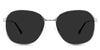 Sara black tinted Standard Solid sunglasses in the Guinea variant - it's a full-rimmed frame with a narrow-sized nose bridge and a slim temple arm.