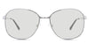 Sara black tinted Standard Solid glasses in the Guinea variant - it's a full-rimmed frame with a narrow-sized nose bridge and a slim temple arm.