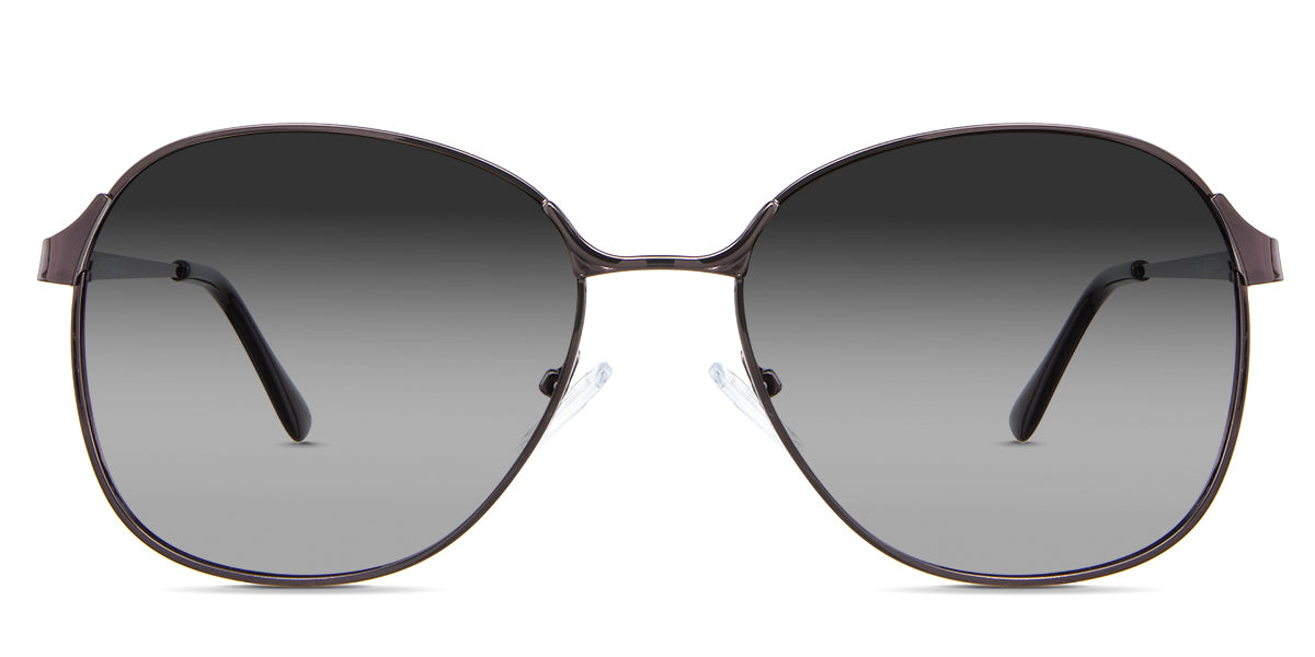 Sara black tinted Gradient   sunglasses in the Nutmeg variant - are a round frame with a decorative nose bridge and 140mm temple arm length.