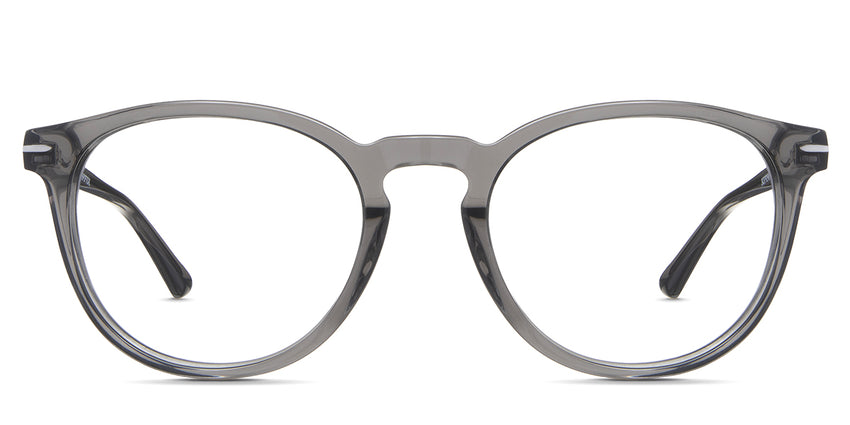 Sauco eyeglasses in the slate variant - it's a full-rimmed oval shape frame.
