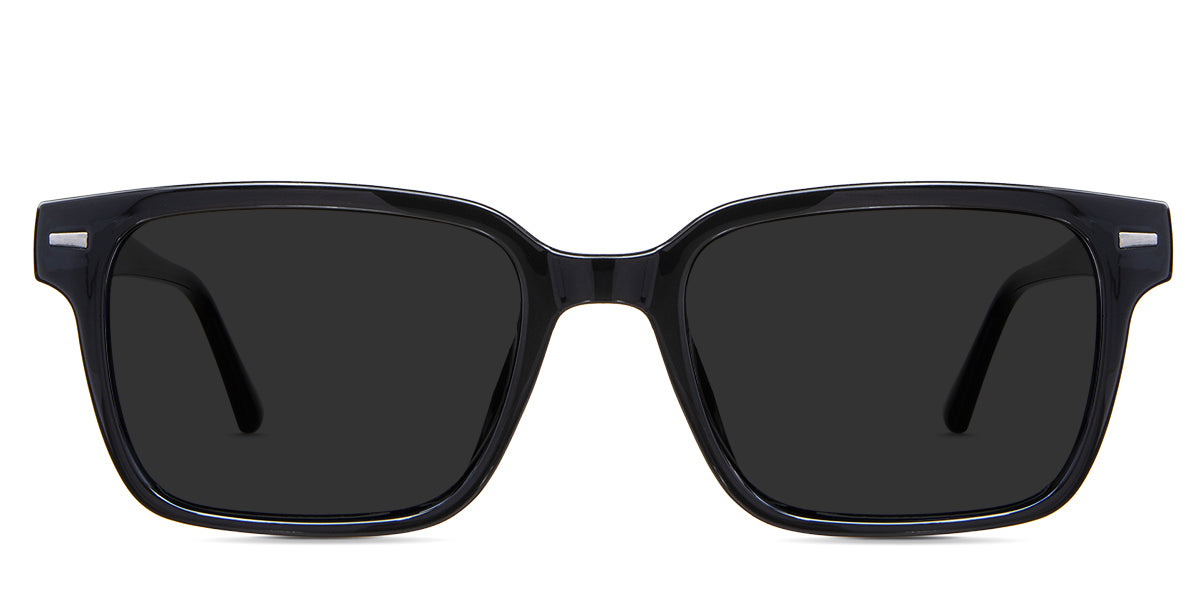 Saul black tinted Standard Solid in the Midnight variant - is an acetate frame with a wide nose bridge of 20mm and a broad temple.