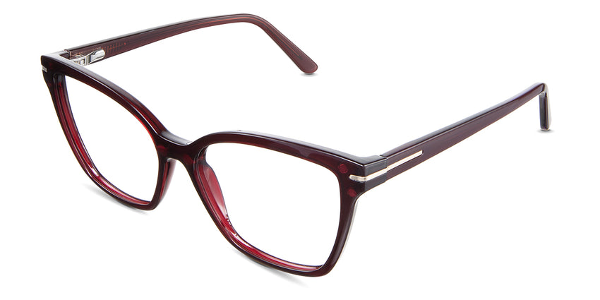Savanna eyeglasses in the claret variant - have a U-shaped nose bridge.