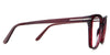 Savanna eyeglasses in the claret variant - have a silver wire core visible in the arm