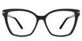Savanna eyeglasses in the midnight variant - it's a solid black frame in a cat-eye shape frame.