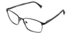 Sawyer eyeglasses in the carbon variant - have a metal rim and acetate temples.