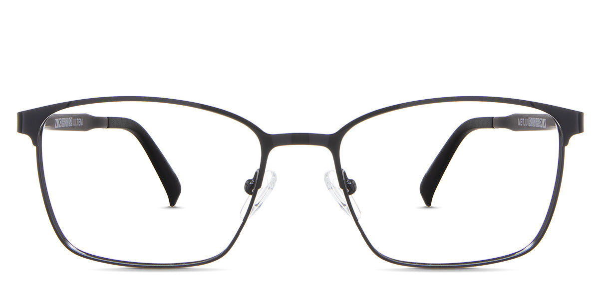 Sawyer eyeglasses in the carbon variant - is a rectangular frame in black.