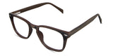 Senecio Eyeglasses in the elmwood variant - it's a full-rimmed acetate frame with a metal emboss in the end piece.