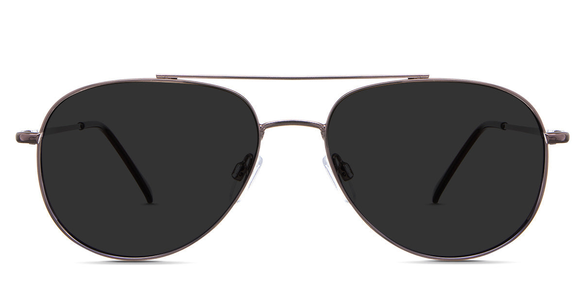 Shiloh Gray Polarized in the Bole variant - is a thin round frame with a second bridge above the first one, silicone nose pads, and an acetate temple tip.