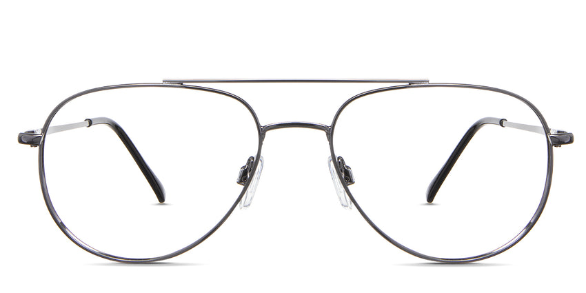 Shiloh eyeglasses in the gravel variant - an aviator-shaped frame in gunmetal color.